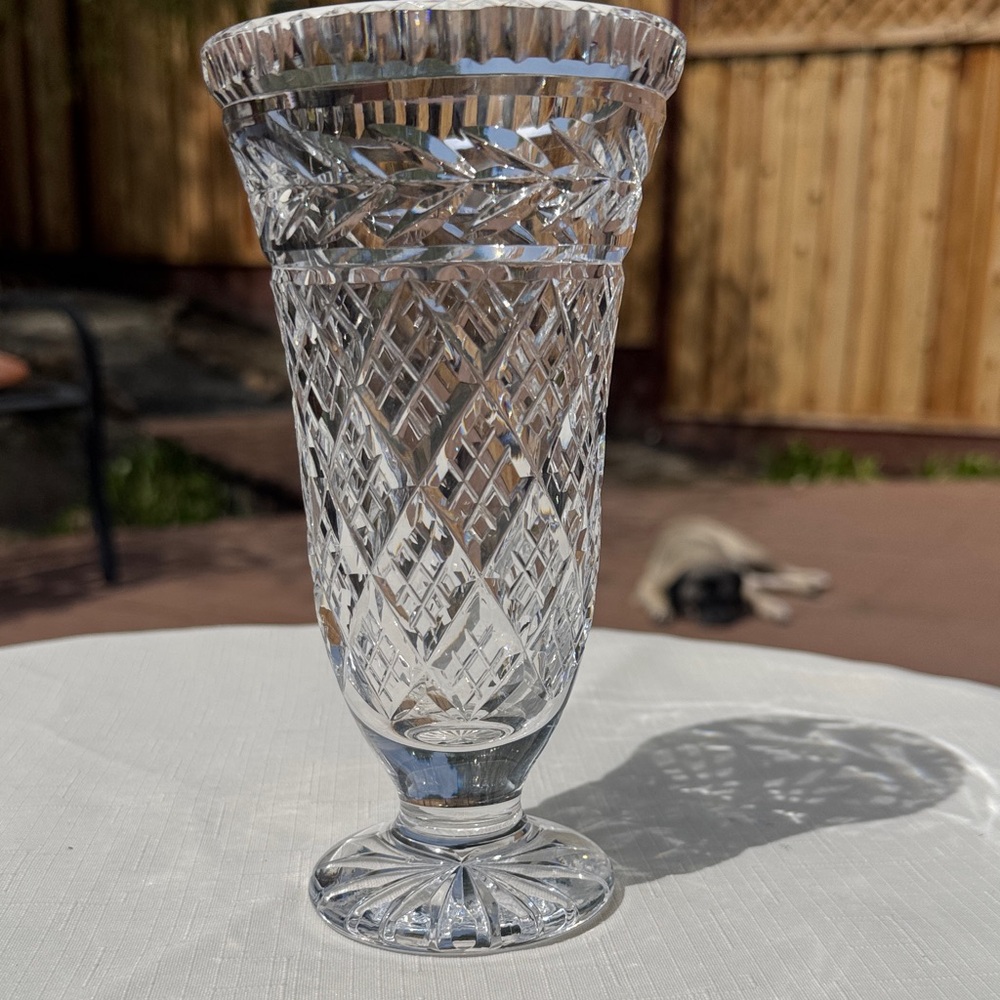Waterford Alana Crystal Vase 8” Footed Cut Crystal Ireland - Picture 5 of 5
